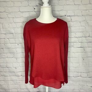 Lumiere Red mixed material long sleeve top